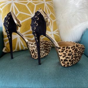 Luichiny Leopard Stiletto Pin Up Heels